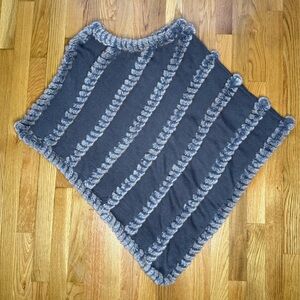 Donna Salyers Fabulous Furs - Faux Fur Striped Poncho - Charcoal Grey - OS